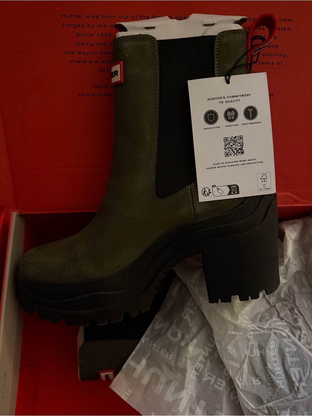 Hunter Chelsea Green Women's Waterproof Boots